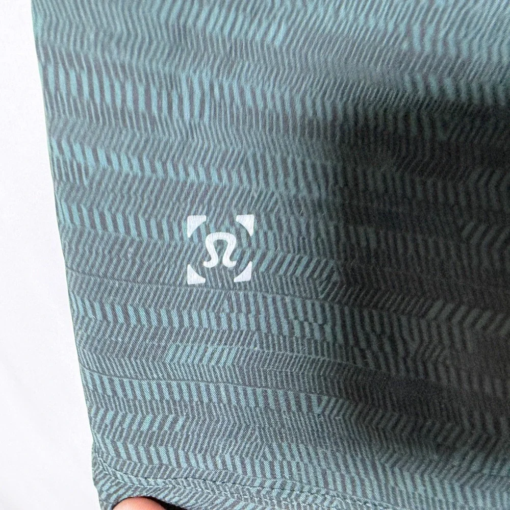 LuLuLemon Mens T.H.E. shorts jacquard chevron print green black Medium